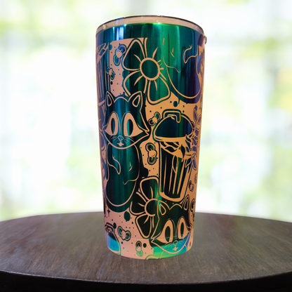 20oz Ghost Raccoon Rainbow Tumbler