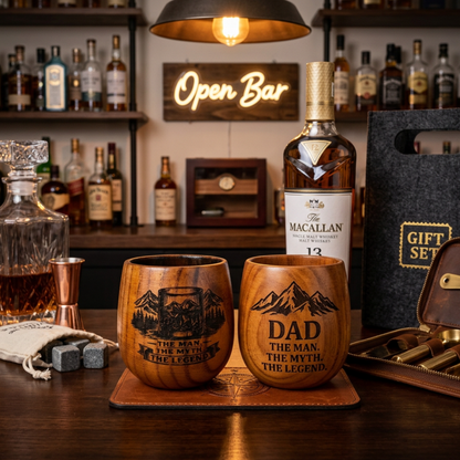 Personalized Wood Whiskey Cup The Man The Myth The Legend