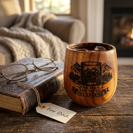 Personalized Wood Whiskey Cup The Man The Myth The Legend