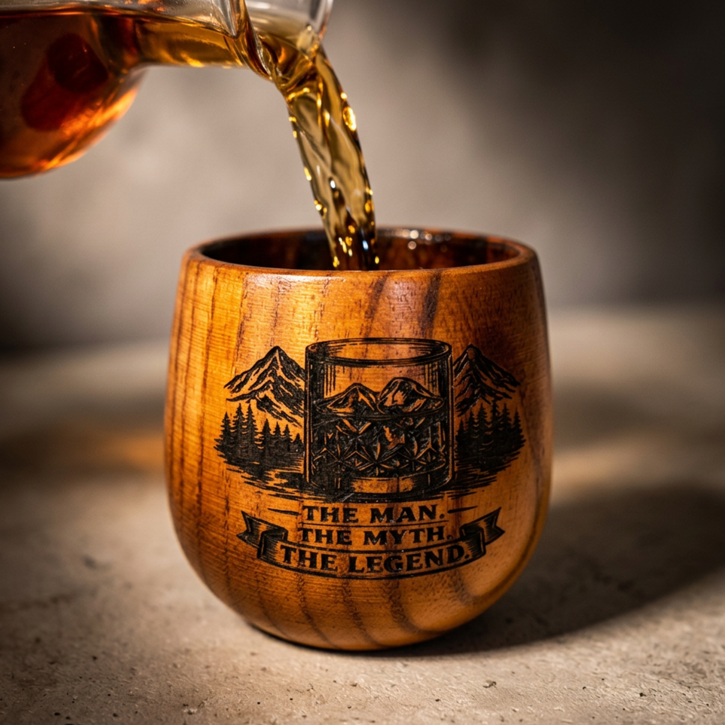 Personalized Wood Whiskey Cup The Man The Myth The Legend