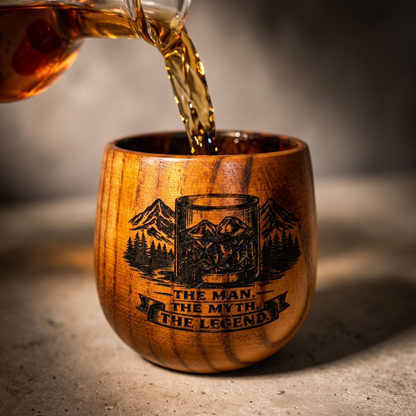 Personalized Wood Whiskey Cup The Man The Myth The Legend