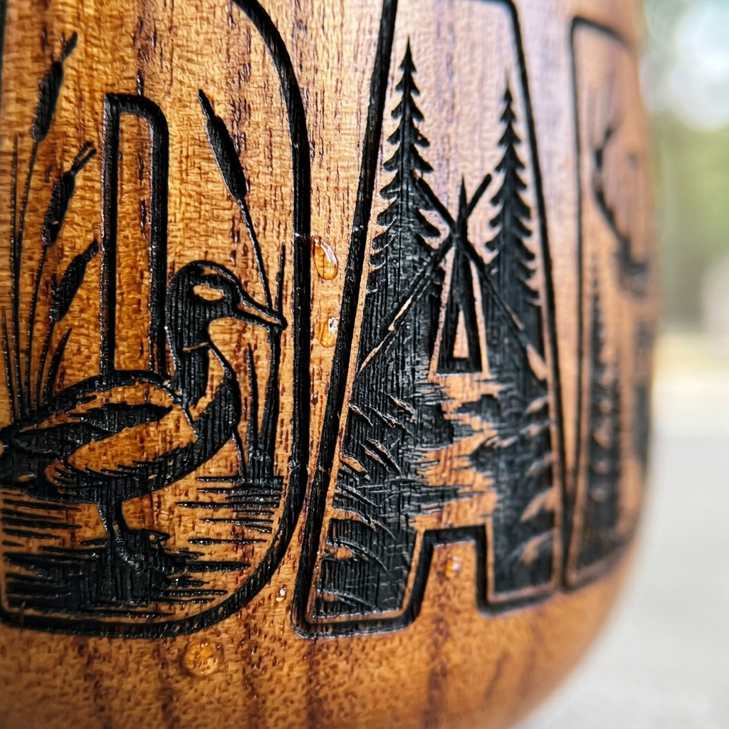 Personalized Oak Whiskey Glass for Dads