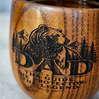 Custom Engraved Oak Whiskey Cup for Dads