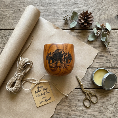 Custom Engraved Oak Whiskey Cup for Dads