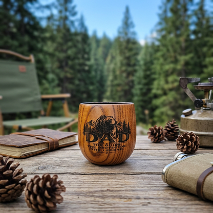 Custom Engraved Oak Whiskey Cup for Dads