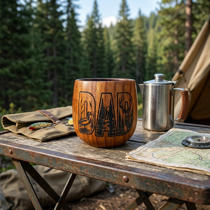 Personalized Oak Whiskey Glass for Dads