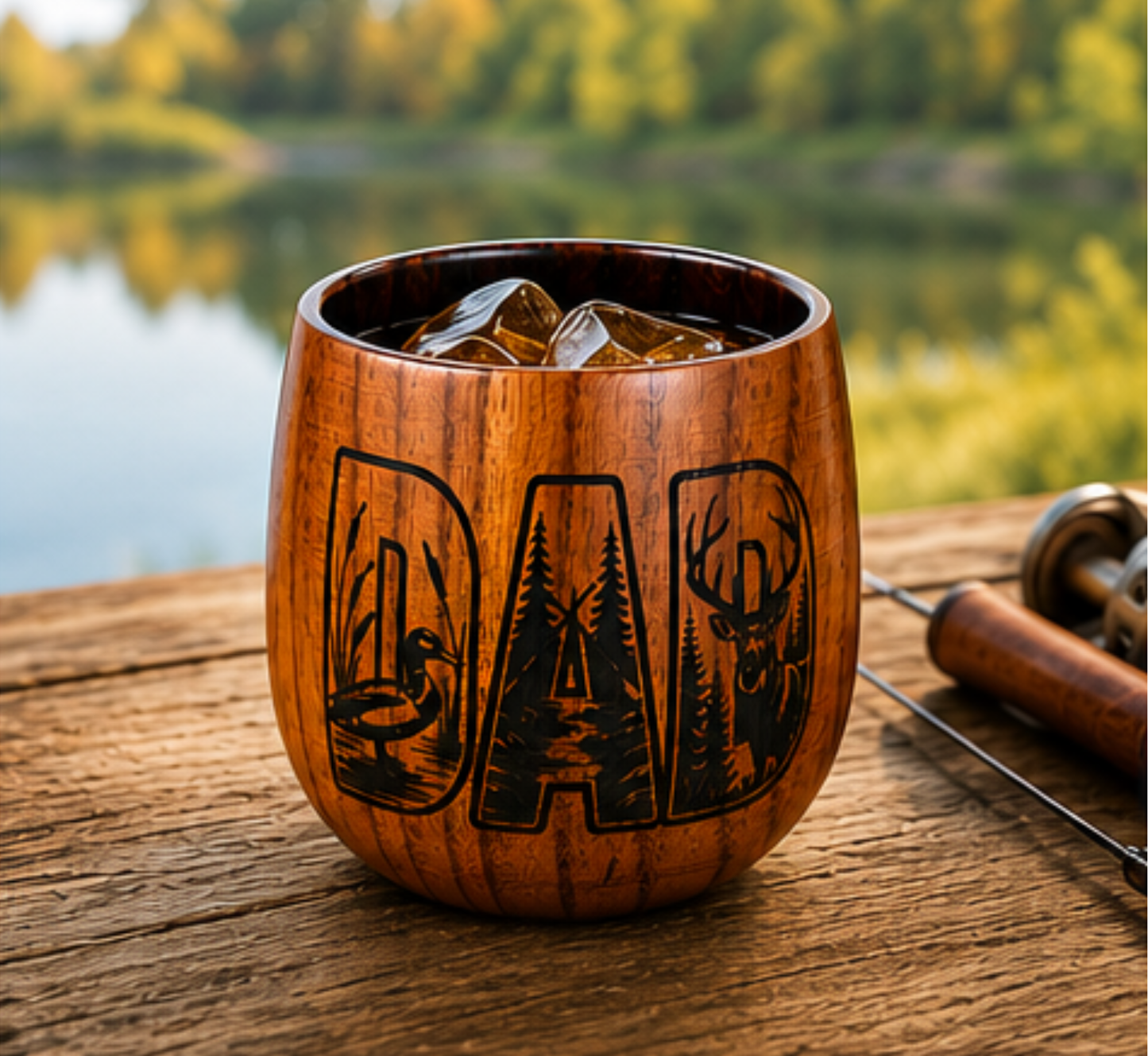 Personalized Oak Whiskey Glass for Dads